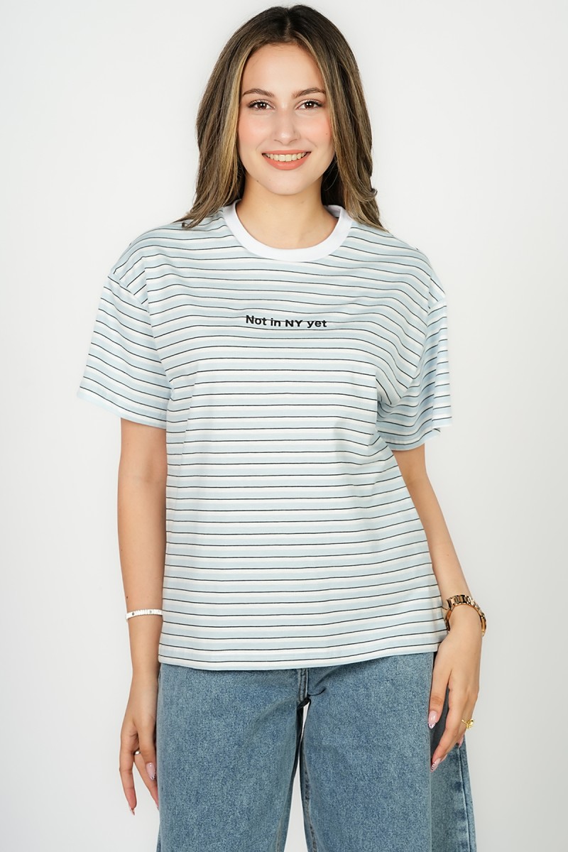 T-shirt Oversize Rayé « Not in NY yet »