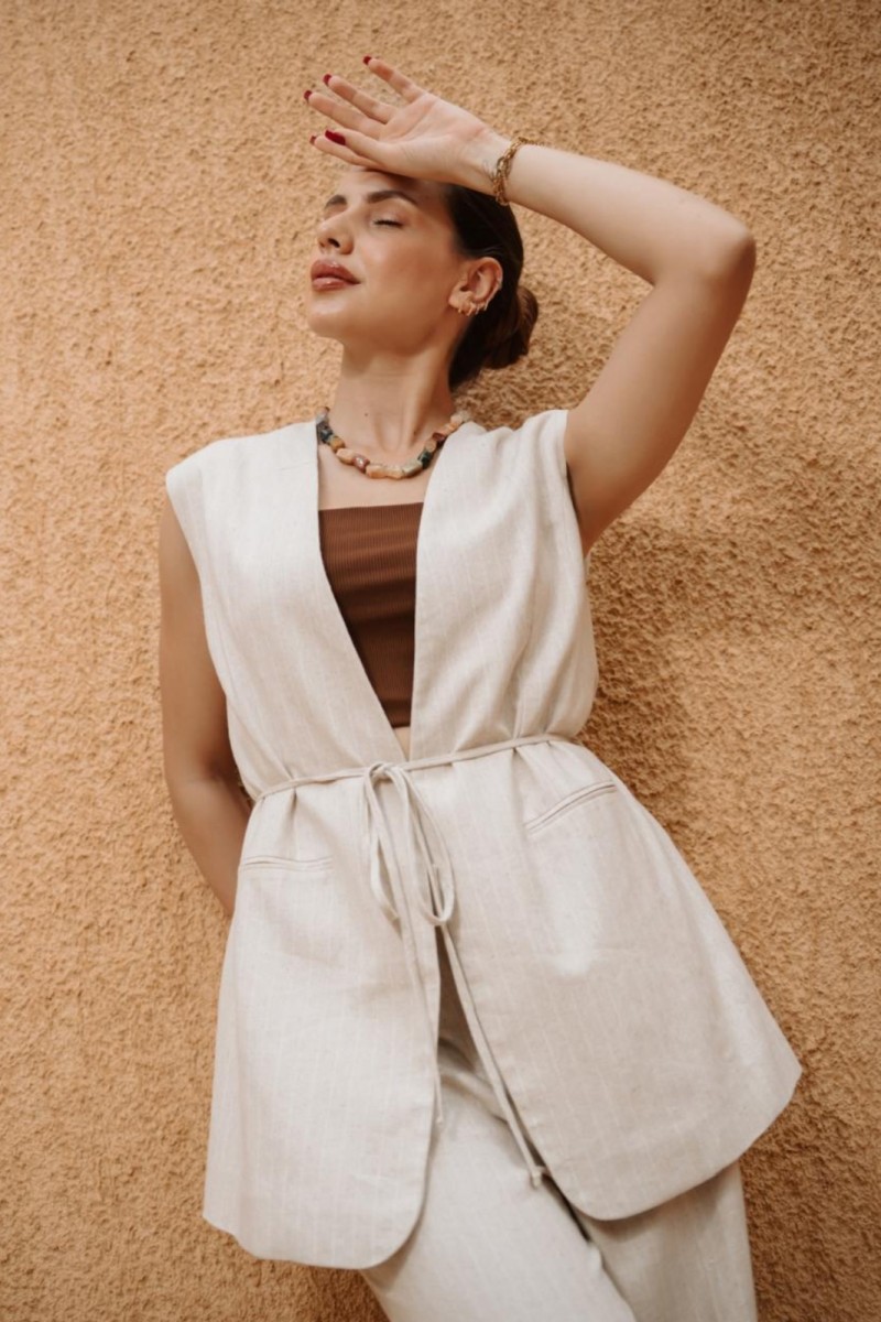 Blazer Sans Manches en Viscose lin