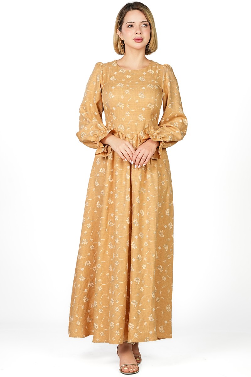 Robe Longue a Motifs Floraux