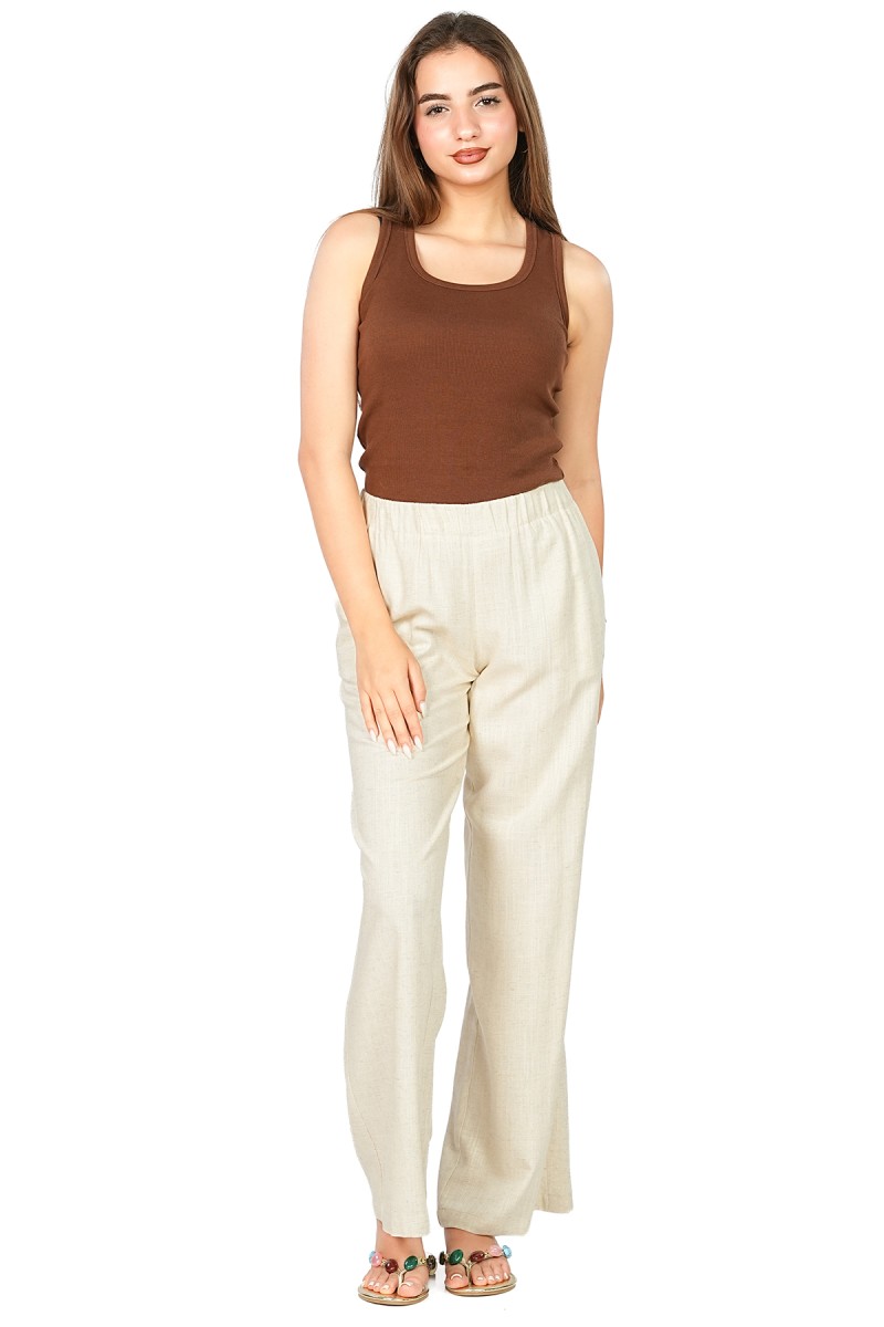 Pantalon Large en Viscose Lin