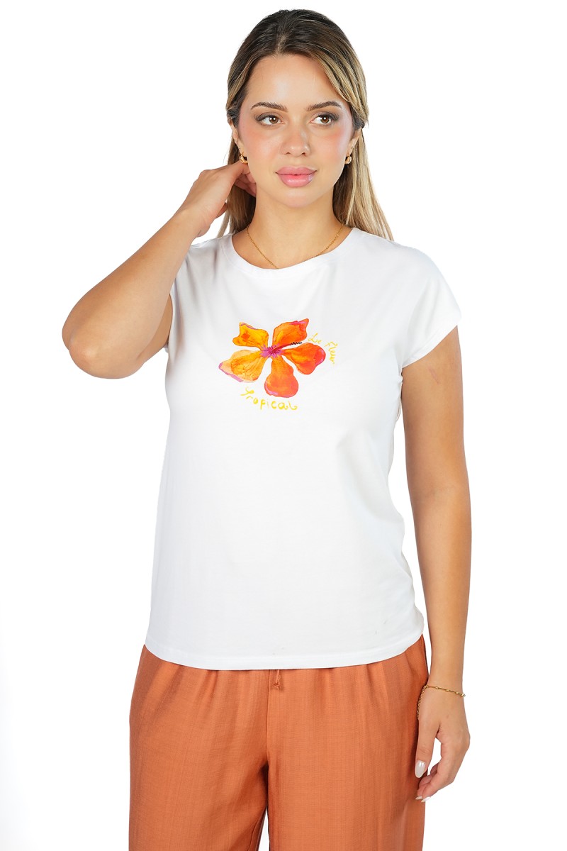 T-SHIRT IMPRIMÉ  "LA FLEUR TROPICALE"