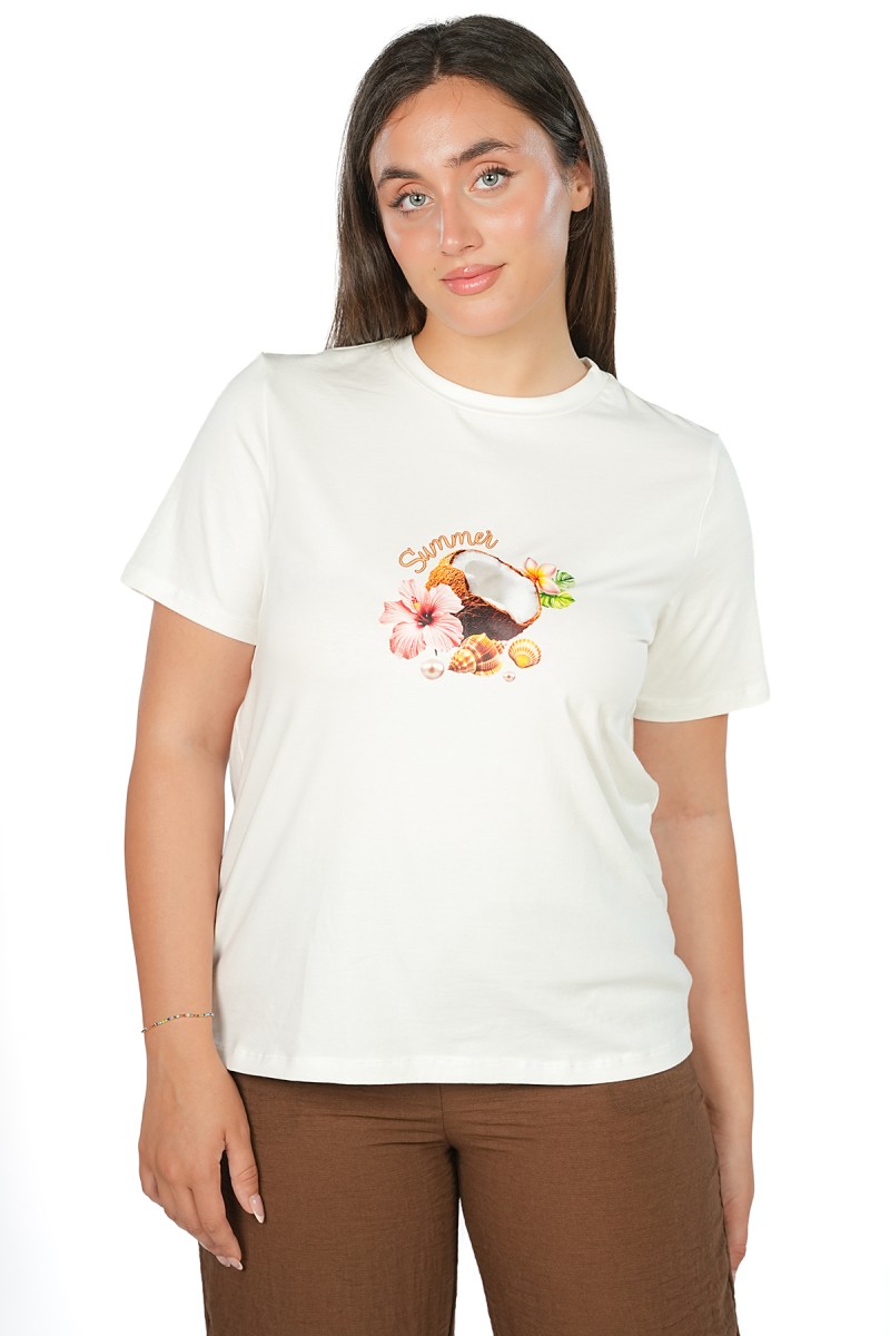 T-Shirt Blanc Imprimé « Summer »