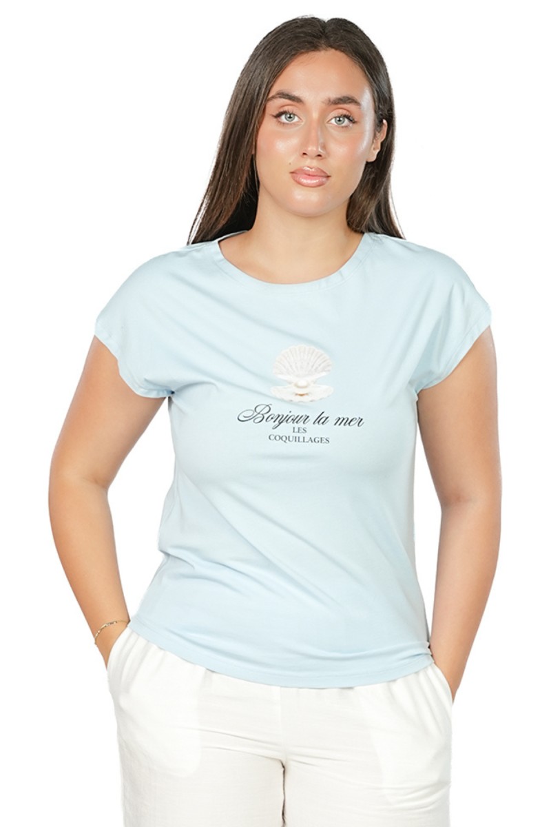 T-shirt Bleu Ciel en Coton