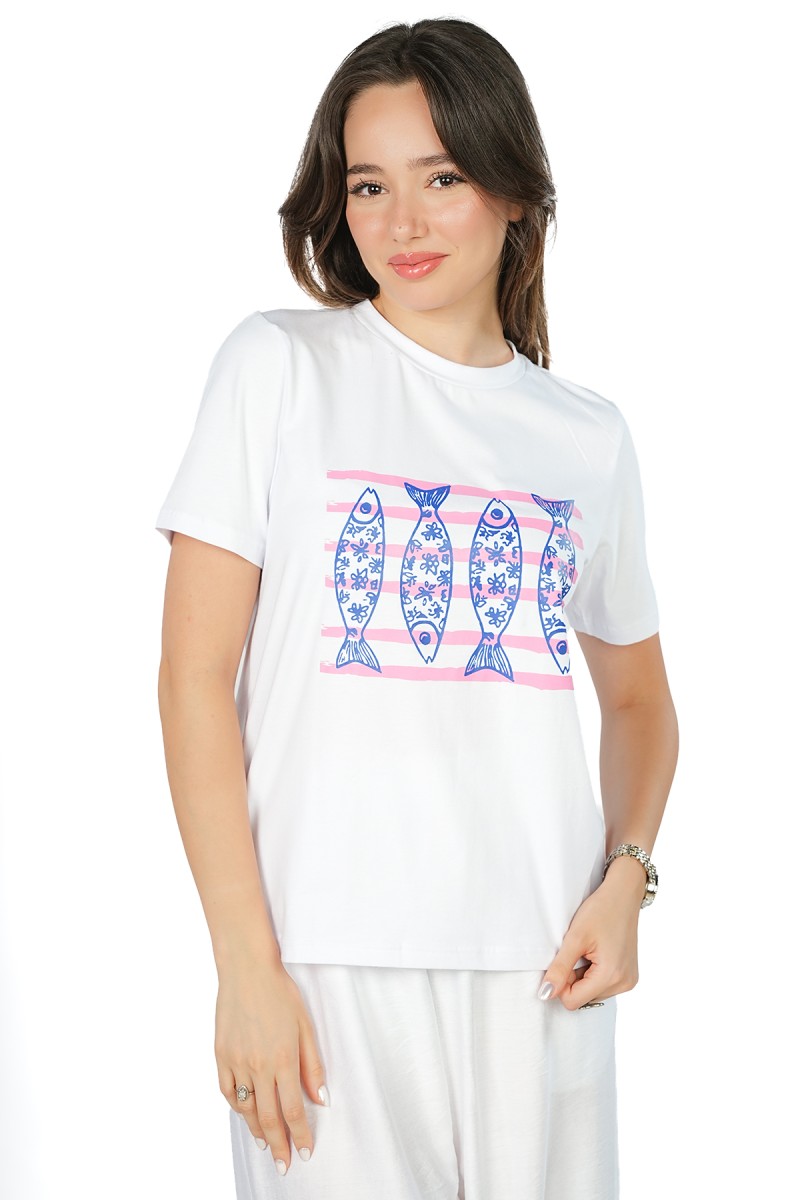 T-shirt Imprimé Sardines