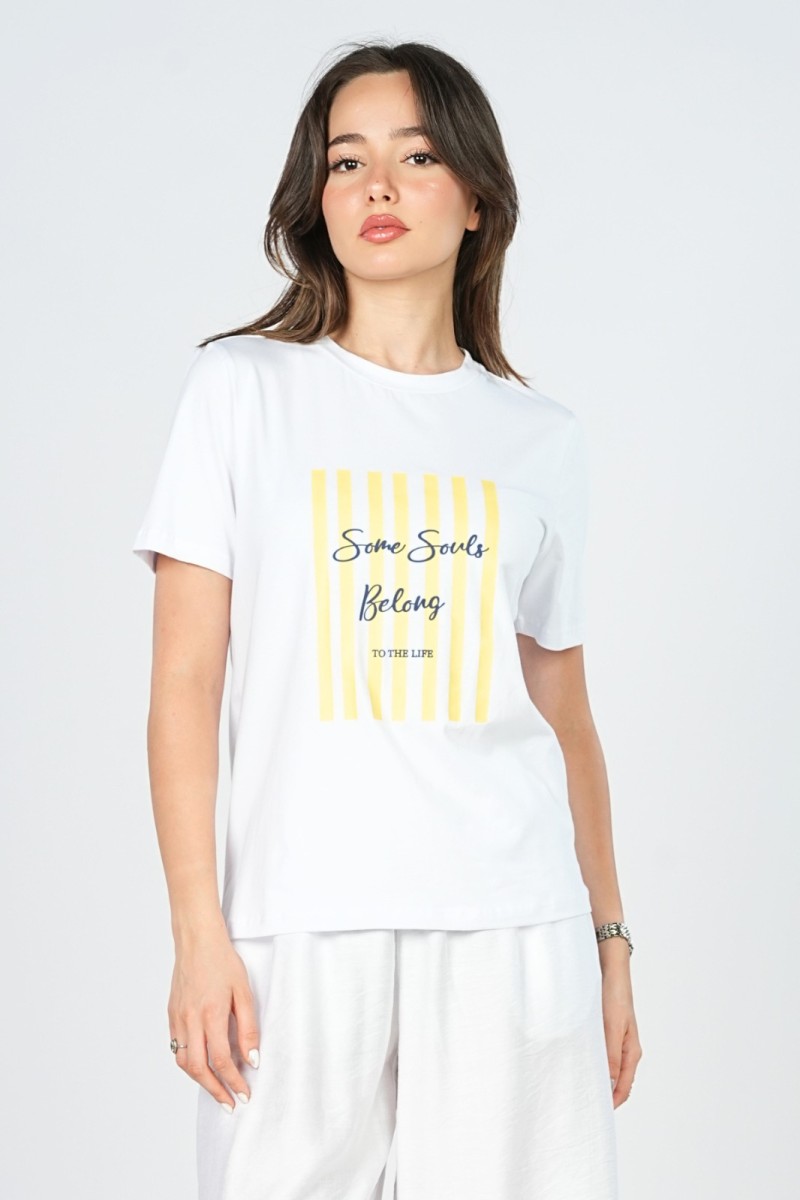 T-shirt en Coton Imprimé