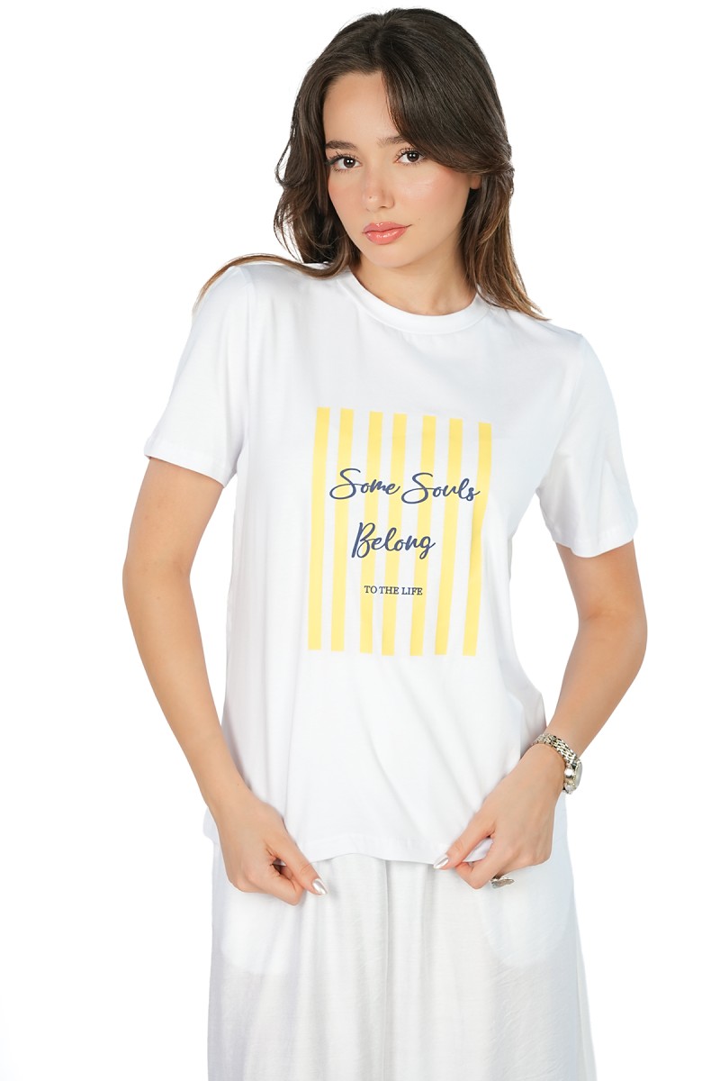 T-shirt en Coton Imprimé