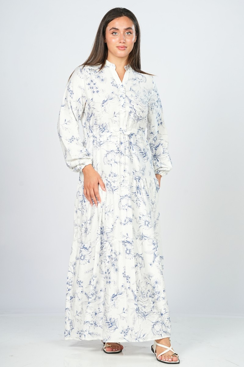 Robe à Imprimé Floral en Viscose