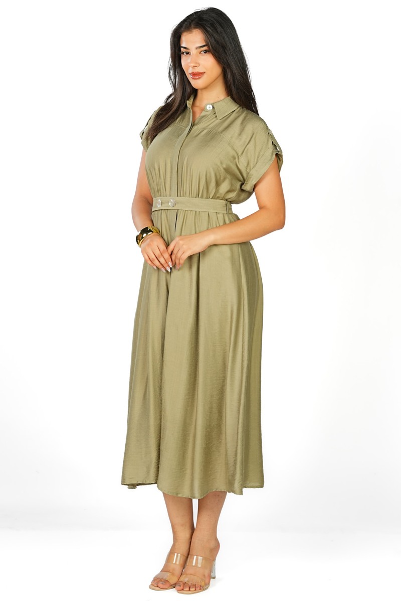 Robe Chemise Ceinturée en Viscose