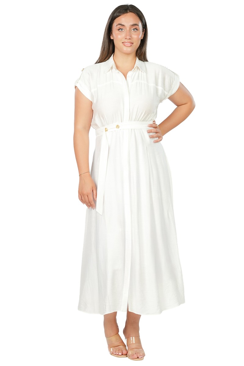 Robe Chemise Ceinturée en Viscose