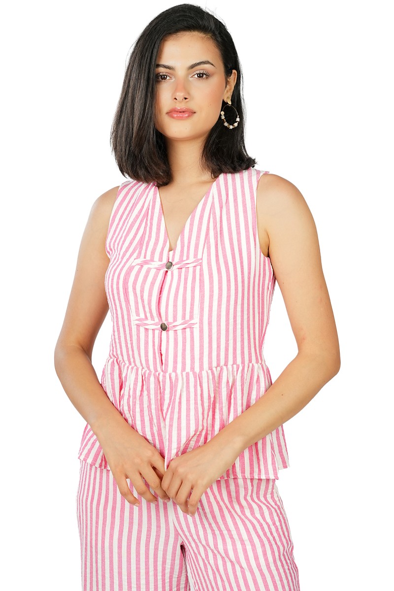 Blouse Peplum à Rayures