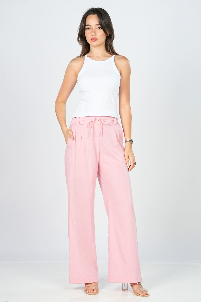 Pantalon Large en Aspect lin