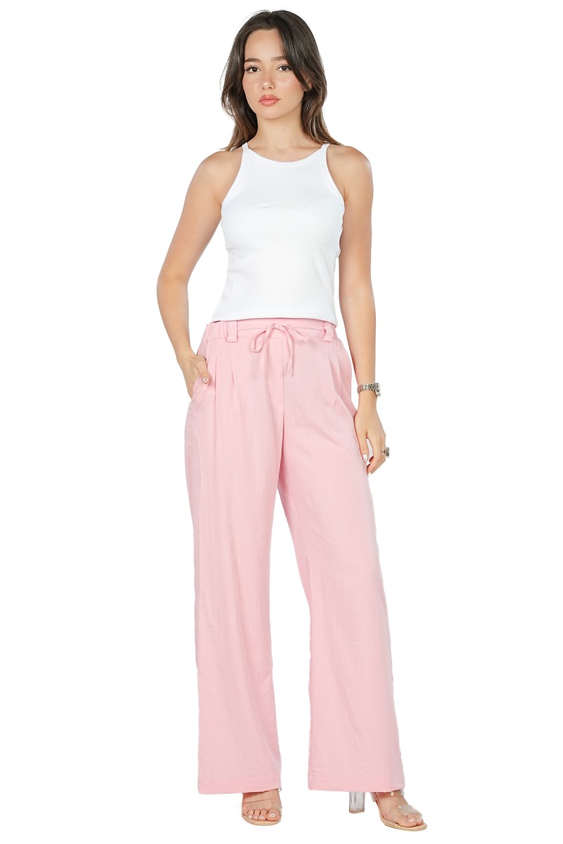 Pantalon Large en Aspect lin