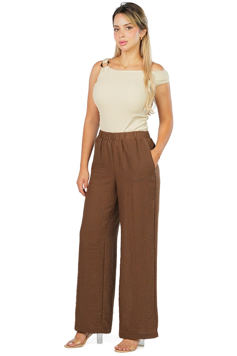 Pantalon Wide Leg à Taille Haute