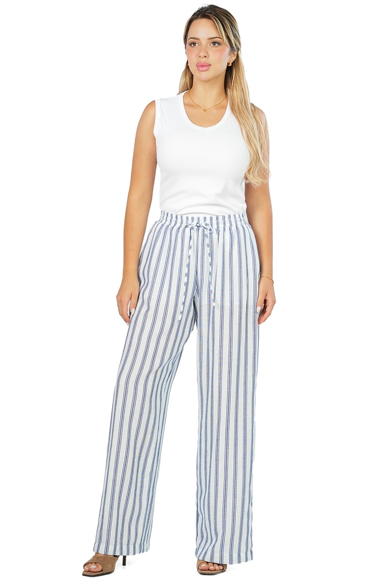 Pantalon Large Rayé