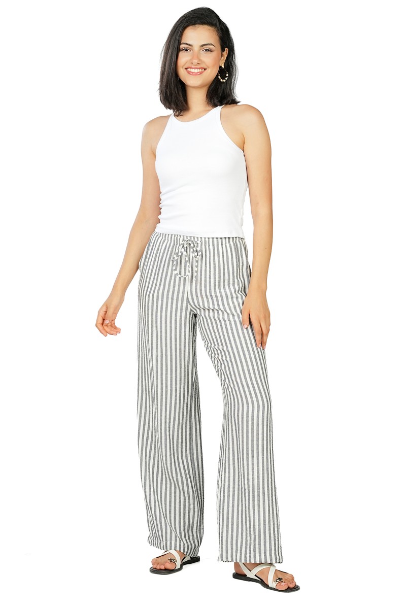 Pantalon Large Rayé