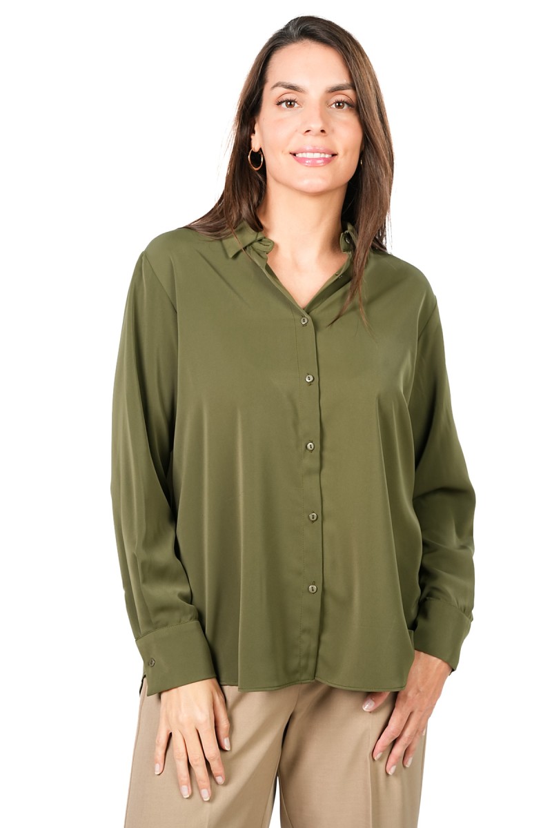 Chemise Oversize à Pli Creux au Dos