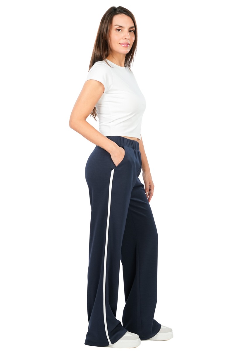 Pantalon Wide Leg à Ceinture Élastiquée