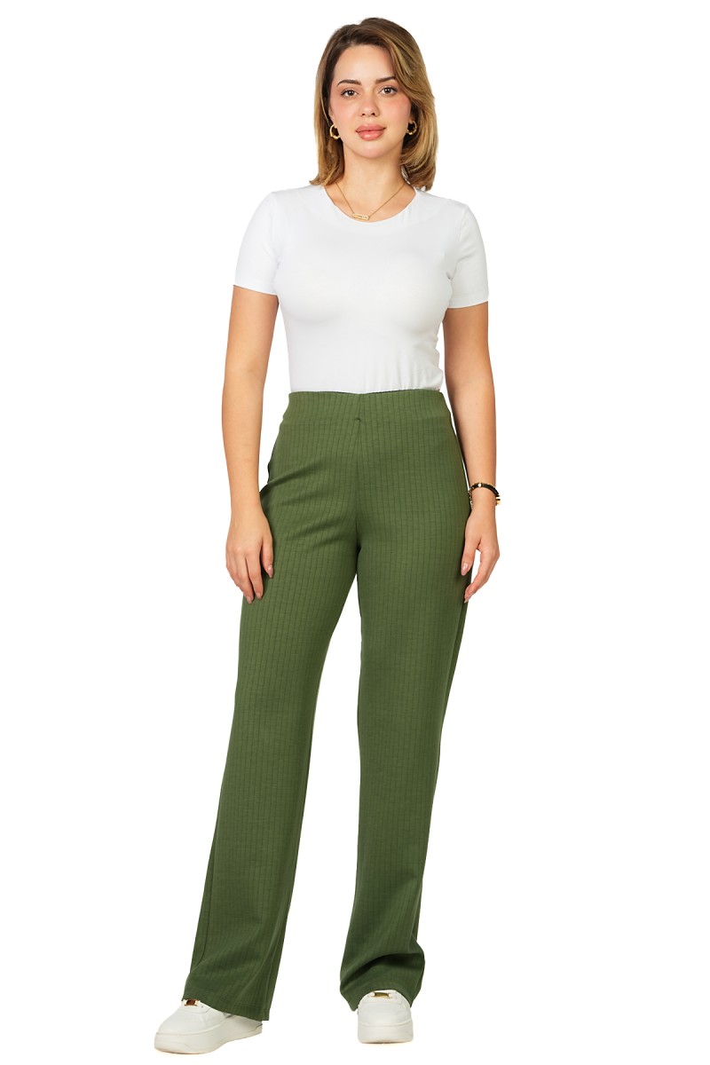 Pantalon Large à Pinces au Dos