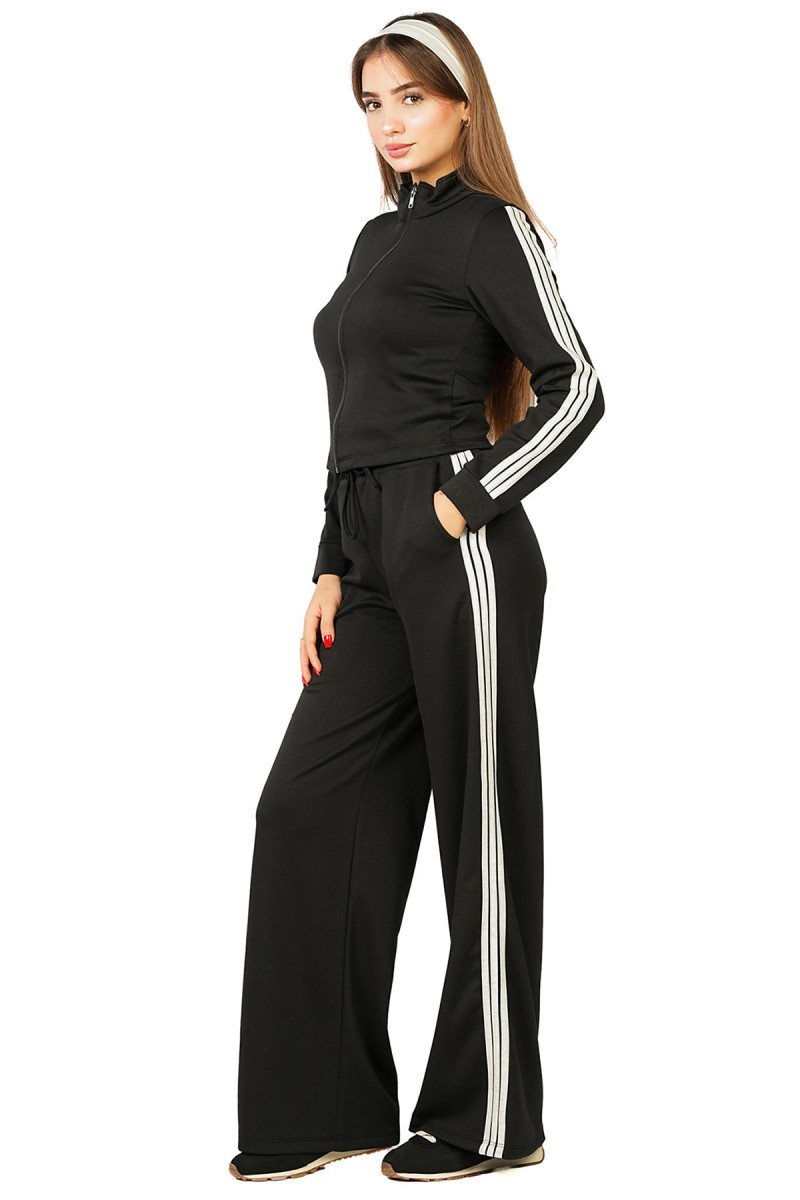 Pantalon Large à Bandes Contrastées