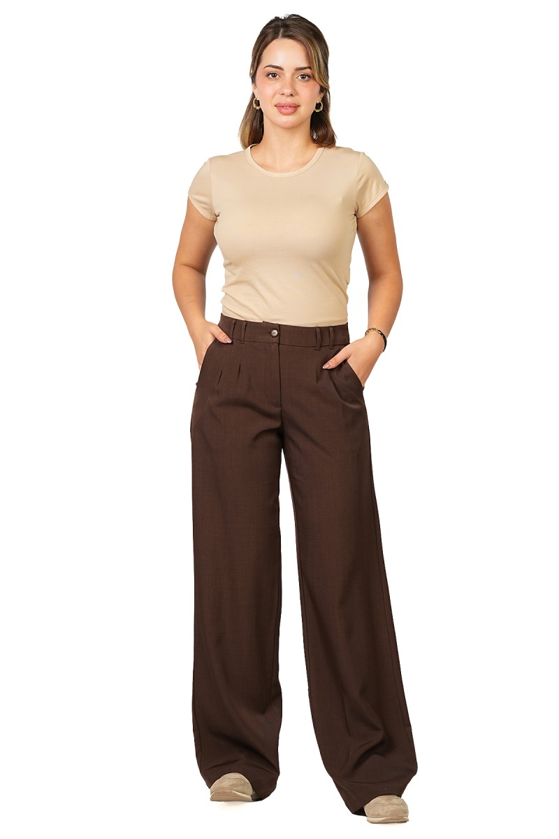 Pantalon Large à Taille Haute